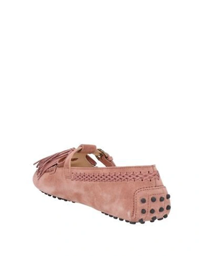Shop Tod's Woman Loafers Pastel Pink Size 6.5 Soft Leather