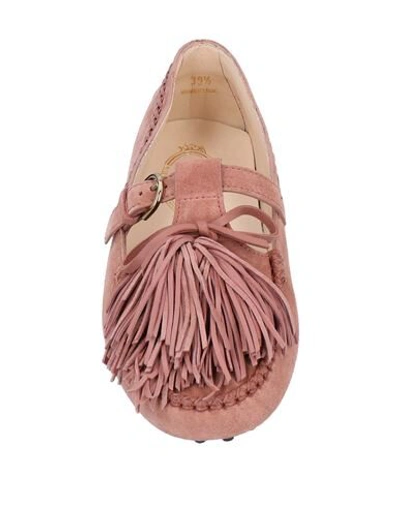 Shop Tod's Woman Loafers Pastel Pink Size 6.5 Soft Leather