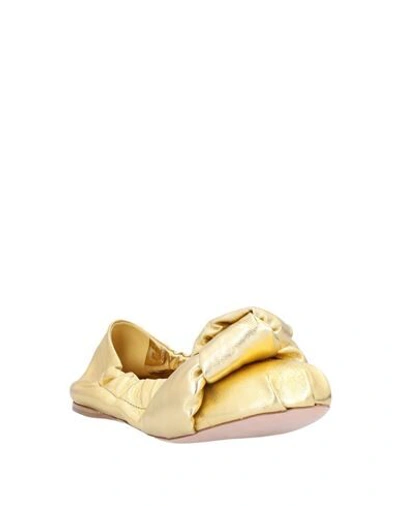 Shop Miu Miu Woman Ballet Flats Gold Size 7.5 Soft Leather