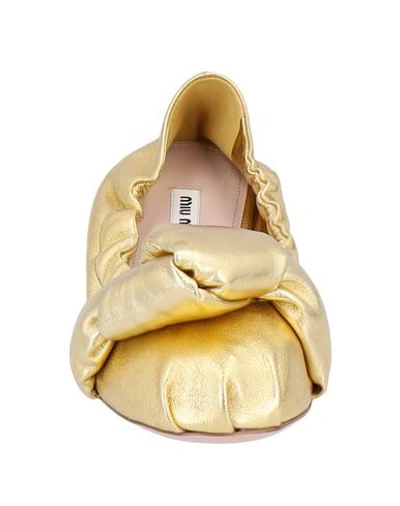 Shop Miu Miu Woman Ballet Flats Gold Size 7.5 Soft Leather
