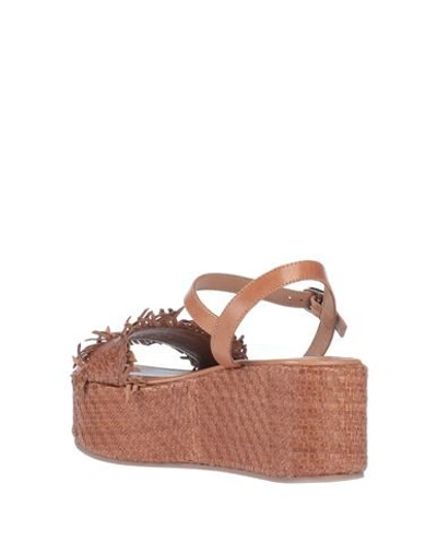 Shop Coral Blue Sandals In Camel