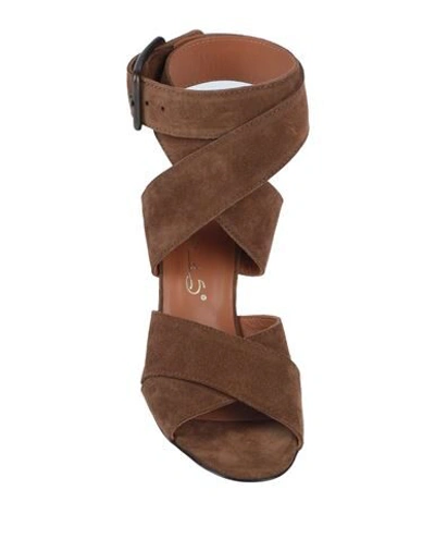 Shop Via Roma 15 Woman Sandals Khaki Size 6 Soft Leather In Beige