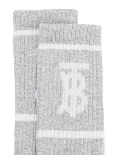 Shop Burberry Tb Intarsia Socks In Grey