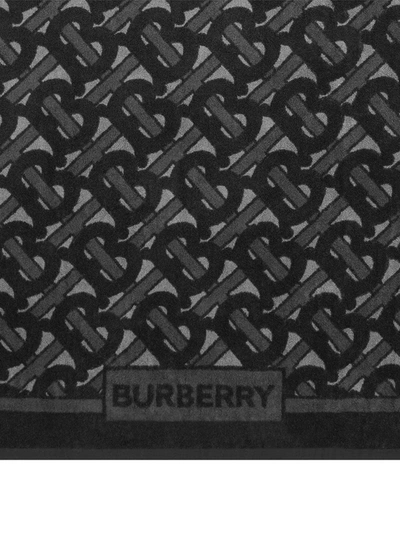 Shop Burberry Monogram-print Bath Towel In Black