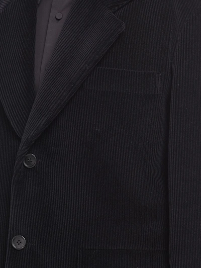 Shop Prada Corduroy Single-breasted Jacket In Black