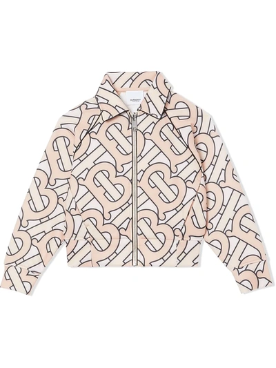 Shop Burberry Monogram-print Zip-up Jacket In Pink