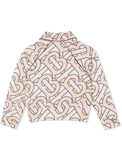 Shop Burberry Monogram-print Zip-up Jacket In Pink