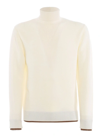 Shop Eleventy Layered Effect Wool Crewneck In White