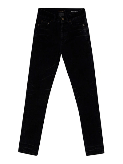 Shop Saint Laurent Cotton Blend Jeans In Black
