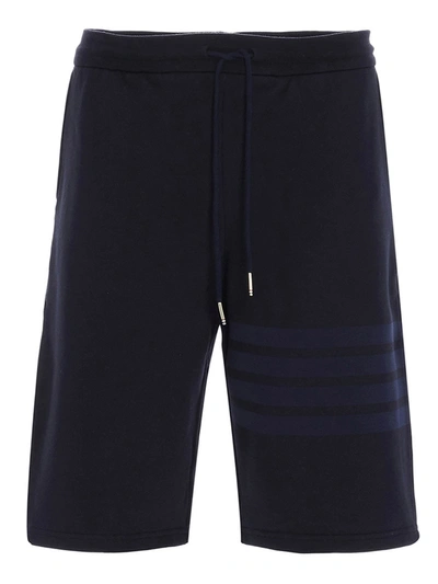 Shop Thom Browne 4 Bar Shorts In Blue