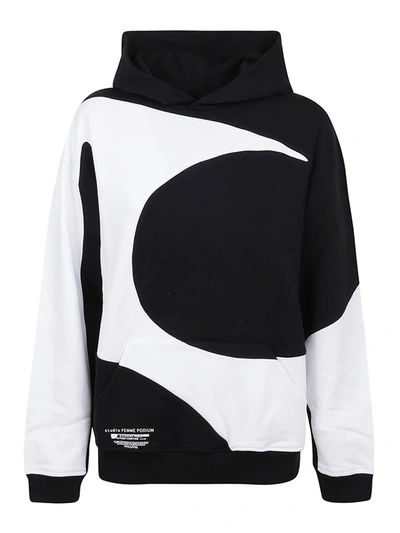 Shop Givenchy Bicolour Print Cotton Hoodie In Black