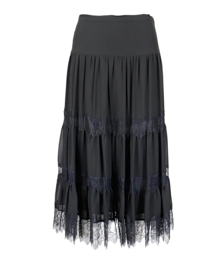 Shop Michael Kors Lace Midi Skirt In Black