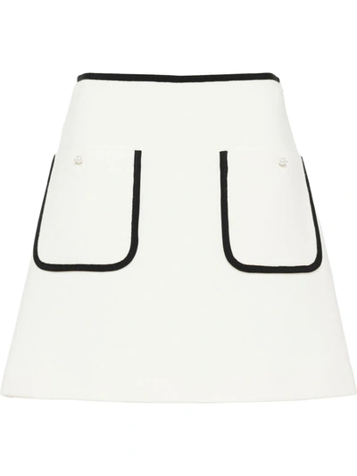 Shop Miu Miu Double Knit A-line Skirt In White