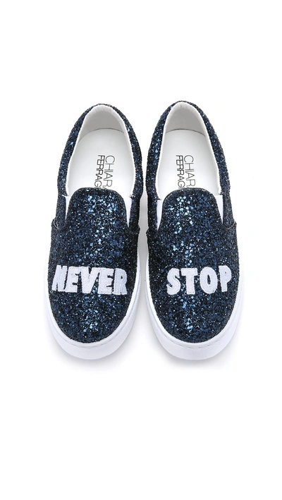 Shop Chiara Ferragni Never Stop Slip On Sneakers In Blue