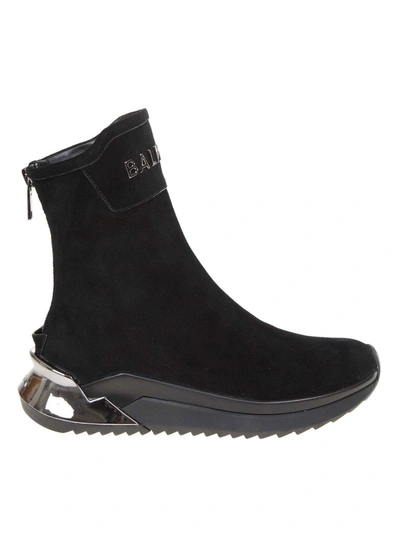 Shop Balmain B-glove High Sneakers In Black Suede