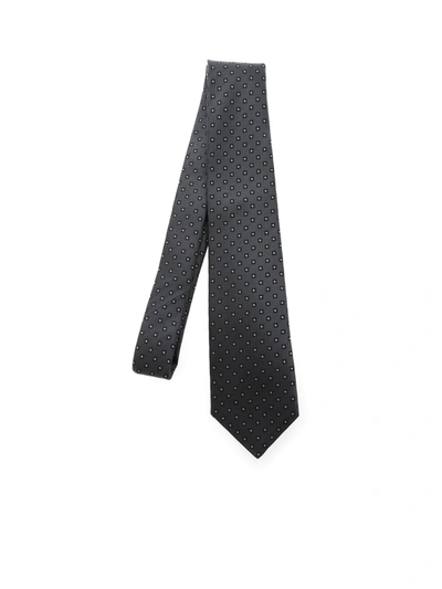 Shop Kiton Tone On Tone Pattern Tie In Dark Grey