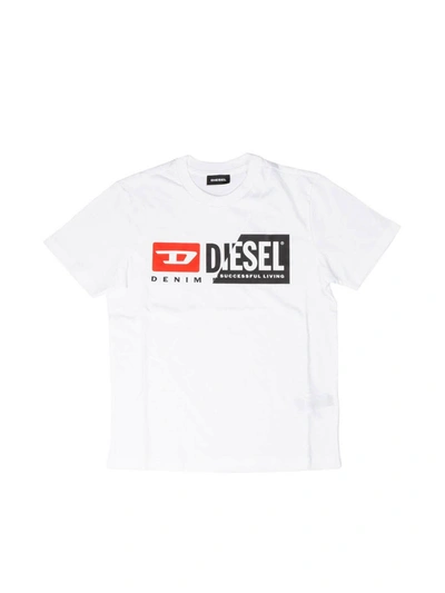 Shop Diesel Logo Print T-shirt In White