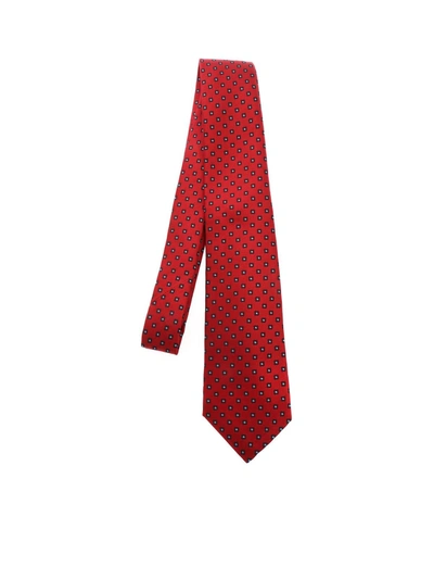 Shop Kiton Contrasting Pattern Tie In Red