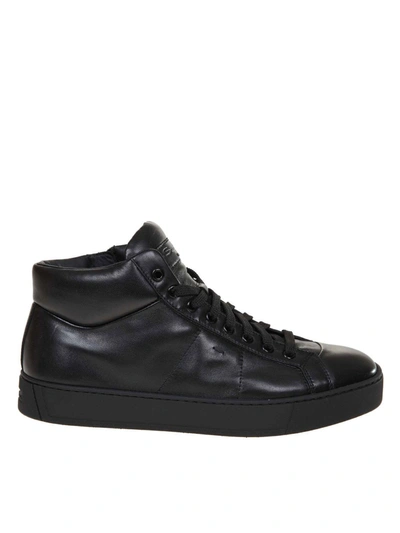 Shop Santoni High Calfsink Sneakers In Black