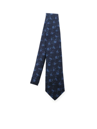 Shop Kiton Floral Pattern Tie In Blue