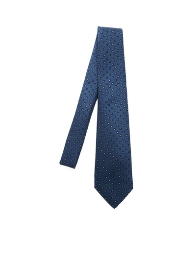Shop Kiton Tone On Tone Pattern Tie In Blue