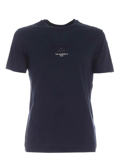Shop Emporio Armani Logo Print T-shirt In Blue