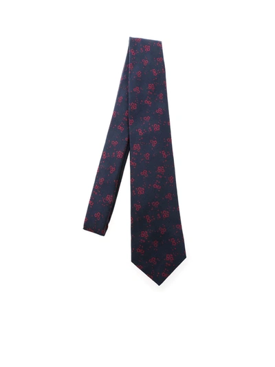 Shop Kiton Floral Pattern Tie In Blue