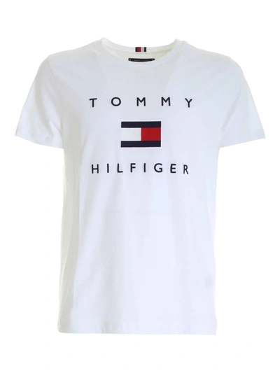 Shop Tommy Hilfiger Tommy Flag Hilfiger T-shirt In White