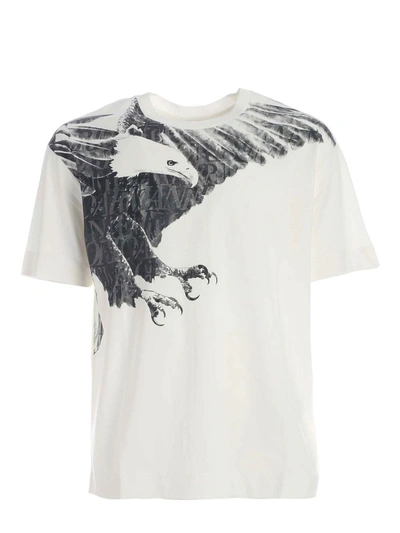 Shop Emporio Armani Shades Of Grey Print T-shirt In White