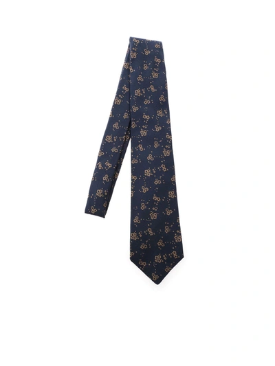 Shop Kiton Floral Pattern Tie In Blue