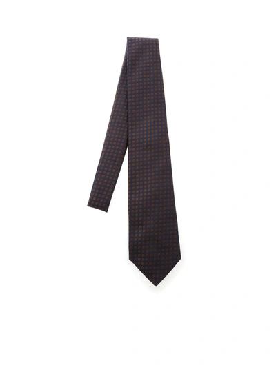 Shop Kiton Polka Dot Tie In Blue And Brown