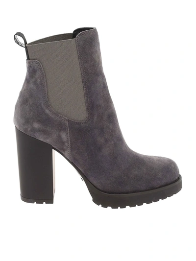 Shop Hogan Suede H542 Chelsea Ankle Boots In Grey