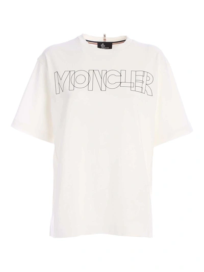 Shop Moncler Logo Print T-shirt In White