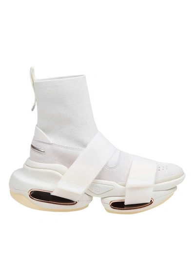 Shop Balmain B-bold Sneakers In White Fabric