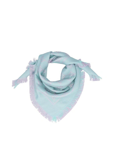 Shop Gucci Gg Scarf In Lilac And Light Blue In Multicolour