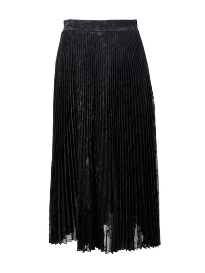 Shop Blumarine Midi Pilsse Lame Skirt In Black