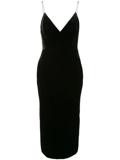 Shop Alex Perry Velvet-effect Fitted Dress In Black