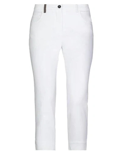 Shop Peserico Woman Pants White Size 12 Cotton, Elastane