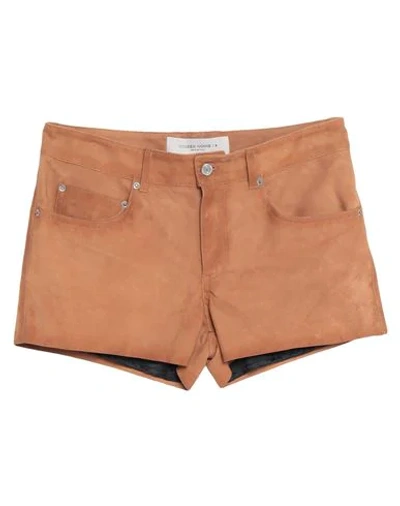 Shop Golden Goose Woman Shorts & Bermuda Shorts Camel Size 6 Ovine Leather
