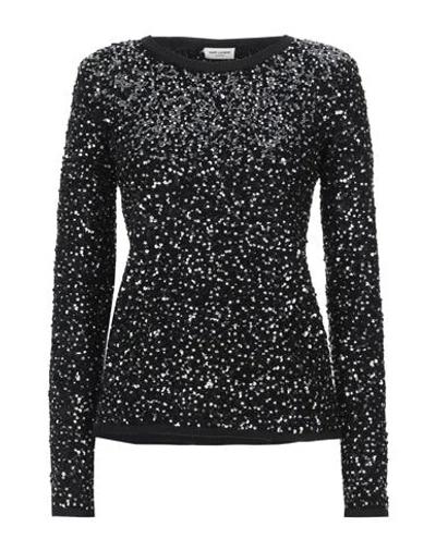 Shop Saint Laurent Woman Sweater Black Size M Wool, Glass, Acrylic