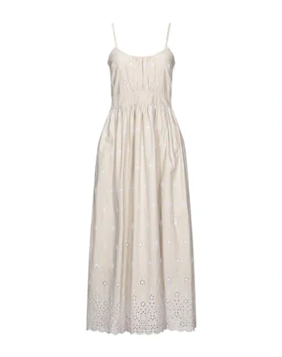 Shop Semicouture Woman Midi Dress Beige Size 6 Cotton
