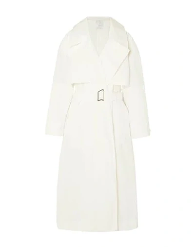 Shop Deveaux Woman Overcoat & Trench Coat White Size 6 Nylon, Cotton