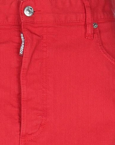 Shop Dsquared2 Woman Denim Skirt Red Size 00 Cotton, Elastane, Bovine Leather