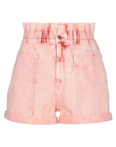 Shop Stella Mccartney Woman Denim Shorts Coral Size 31 Cotton, Elastane In Red