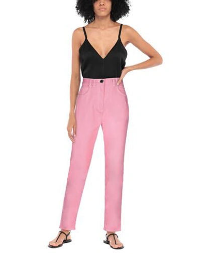 Shop Balmain Woman Jeans Pink Size 6 Cotton, Elastane