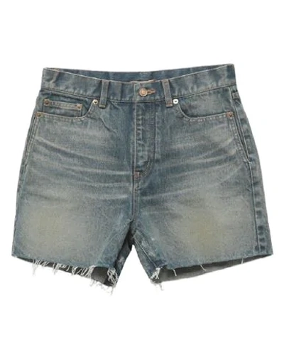 Shop Saint Laurent Woman Denim Shorts Blue Size 28 Cotton