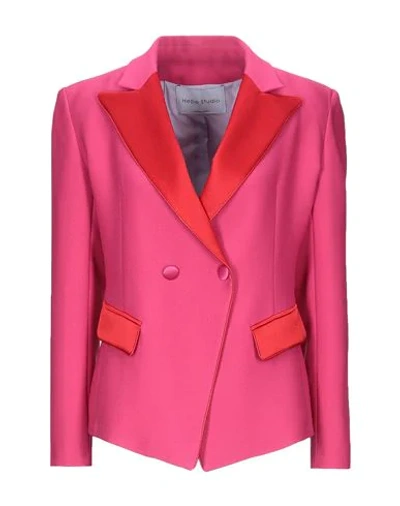 Shop Hebe Studio Woman Blazer Fuchsia Size 8 Polyester In Pink