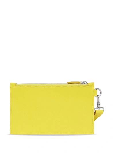 Shop Burberry Icon Stripe Clutch Bag In Yellow