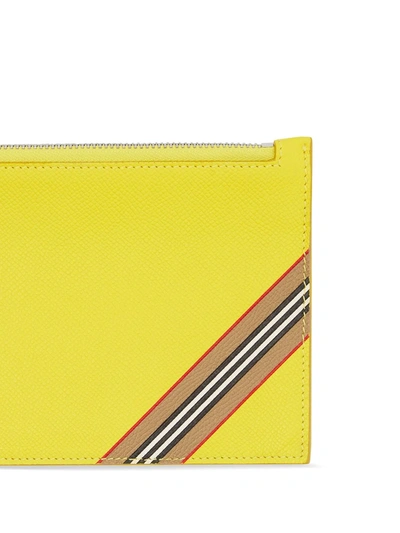 Shop Burberry Icon Stripe Clutch Bag In Yellow