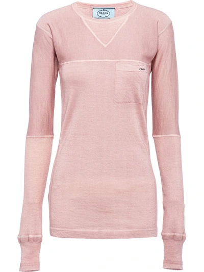 Shop Prada Round-neck Fine-knit Jumper In Pink